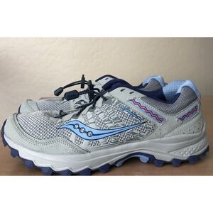 Women's SAUCONY RUN ANYWHERE  GRAY BLUE AND Orange Lace Lock Shoes Size 10